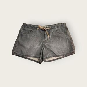 Vintage Y2k early 2000s LEI grey low rise tie front mini shorts